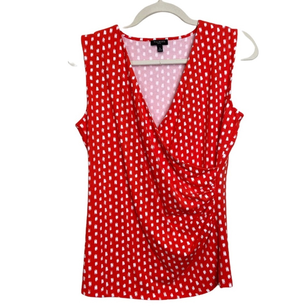 Talbots Women's Size Small Petite Surplice Polkadot Sleeveless Top Blouse NICE!! - Picture 1 of 7